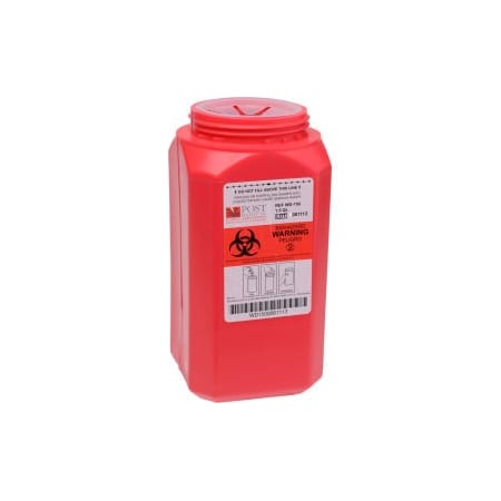 Post Medical 1.5 Quart Leak-tight Sharps Container with Locking Screw Cap, Red, 24/CS WD-150